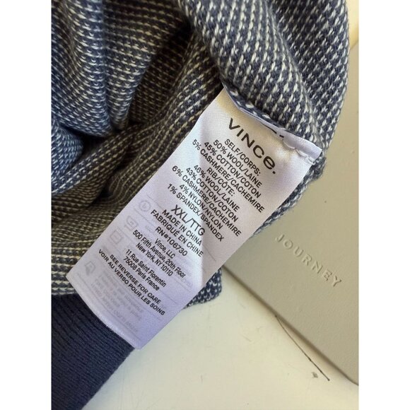 NEW WITH TAGS VINCE MENS BLUE/WHITE SWEATER XXL $295 CASHMERE BLEND NWT - Picture 5 of 6